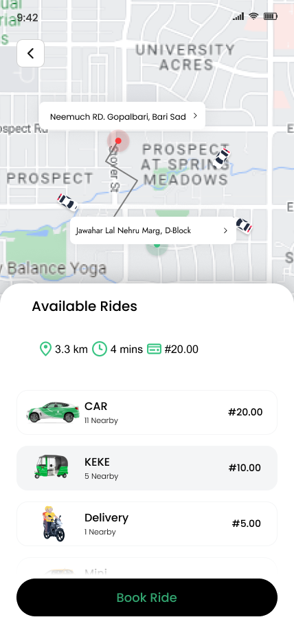 SWEETRIDE App Interface